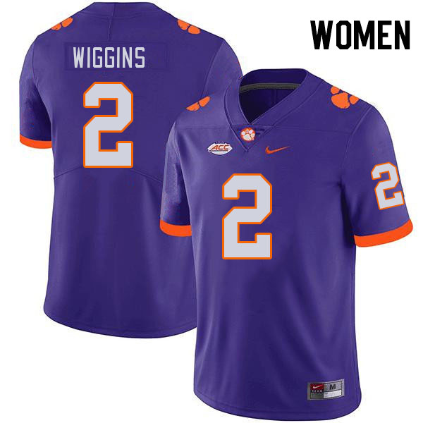 Women #2 Nate Wiggins Clemson Tigers College Football Jerseys Stitched-Purple